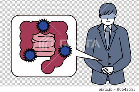 The intestines of a salaried worker who suffers from abdominal pain and has a deep blue face The intestines of a salaried worker who suffers from abdominal pain and has a deep blue face 90642555