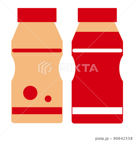 ベージュ色の乳酸菌配合飲料が二つ並んでいる様子 90642558