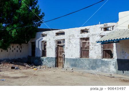 Interesting View to an Old and Ruined Somalian Houses and Building of the Berbera City Interesting View to an Old and Ruined Somalian Houses and Building of the Berbera City 90643497