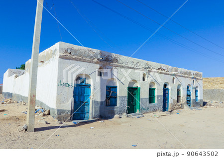 Interesting View to an Old and Ruined Somalian Houses and Building of the Berbera City 90643502