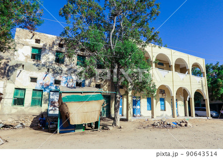 Interesting View to an Old and Ruined Somalian Houses and Building of the Berbera City 90643514