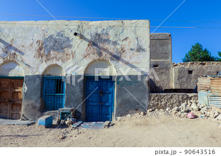Interesting View to an Old and Ruined Somalian Houses and Building of the Berbera City 90643516