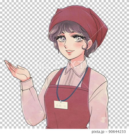 昭和50年代の少女漫画風・スーパーマーケットの店員 90644233