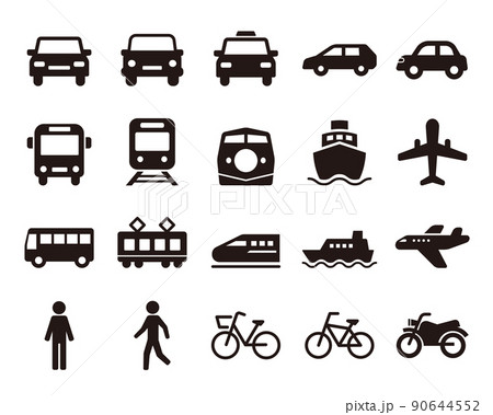 交通手段・乗り物のシンプルなアイコンセット/白背景 90644552