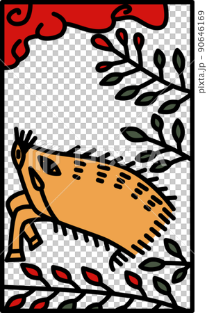 Color illustration of a simple Hanafuda Fumizuki Hagi Ino July Hagi ni Ino Color illustration of a simple Hanafuda Fumizuki Hagi Ino July Hagi ni Ino 90646169