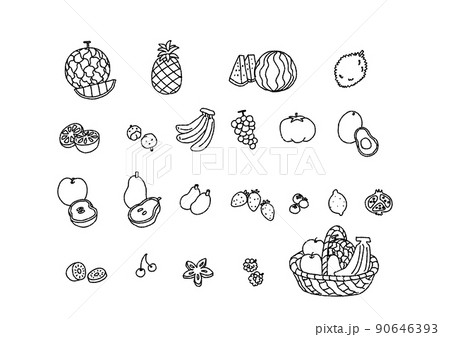 手書きの果物のアイコンセット(背景透過) 手書きの果物のアイコンセット(背景透過) 90646393