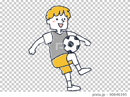 踢足球的男孩 移動身體并快樂玩耍的孩子 90646395