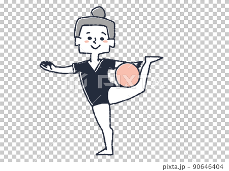 Girls doing rhythmic gymnastics Children who move their bodies and play vigorously 90646404