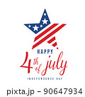 Fourth 4th of July vector background illustration. American Independence Day icon concept in simple flat style with lettering text sign. Big red blue star with america flag symbols stars and stripes 90647934