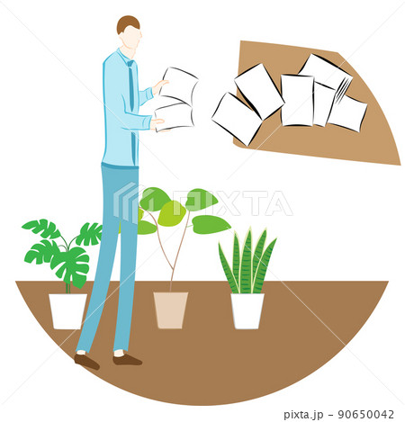 資料を見る長身のビジネスマンのイラスト 資料を見る長身のビジネスマンのイラスト 90650042