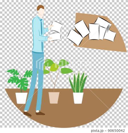 資料を見る長身のビジネスマンのイラスト 資料を見る長身のビジネスマンのイラスト 90650042