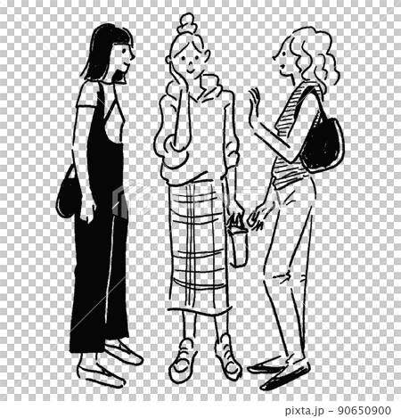 女人聊天的線條畫 女人聊天的線條畫 90650900