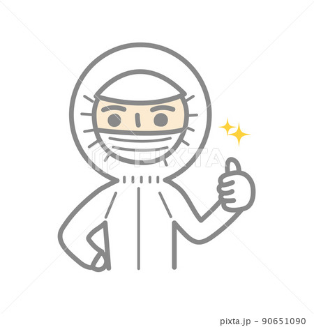 いいね！のポーズをとる作業員男性 90651090