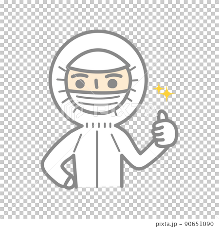 いいね！のポーズをとる作業員男性 90651090