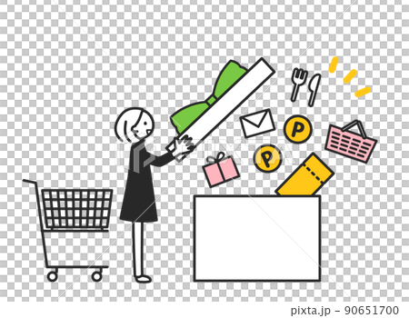 A small person who is pleased with the benefits of shopping 90651700