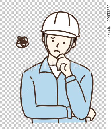男性　つなぎ　ヘルメット　作業員　バリエーション 90653283