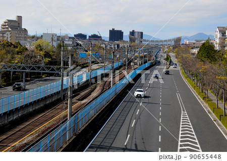 兵庫県道720号テクノパーク三田線の陸橋から南ウッディタウン駅方面を望む 90655448