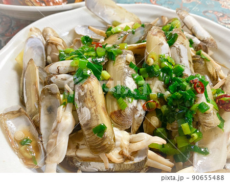 中国上海料理・葱油蛏子（あげまき貝の中華炒め） 90655488