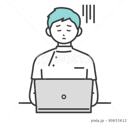 医療従事者がパソコンを操作するイラスト素材 90655612