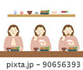 食事をする女性　いただきます 90656393