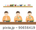 食事をする男の子　いただきます 90656419