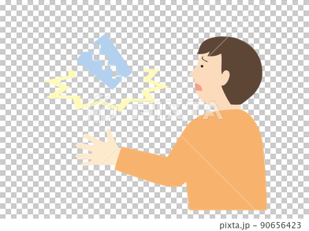 割れるガラスと男の子 90656423