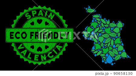 Vector Eco Green Composition Valencia Province Map and ECO FRIENDLY Grungy Stamp Seal Vector Eco Green Composition Valencia Province Map and ECO FRIENDLY Grungy Stamp Seal 90658130