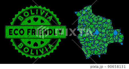 Vector Eco Green Composition Bolivia Map and ECO FRIENDLY Scratched Seal 90658131
