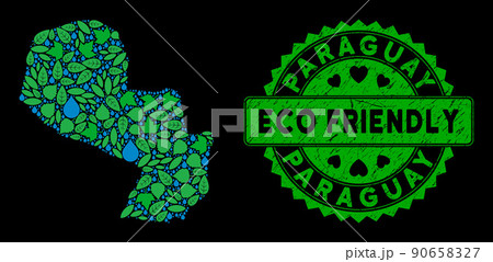 Vector Eco Green Composition Paraguay Map and ECO FRIENDLY Grungy Stamp Vector Eco Green Composition Paraguay Map and ECO FRIENDLY Grungy Stamp 90658327