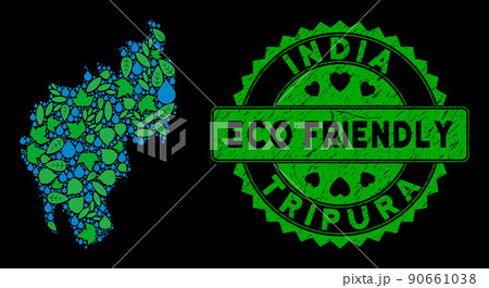 Vector Eco Green Collage Tripura State Map and ECO FRIENDLY Dirty Seal Vector Eco Green Collage Tripura State Map and ECO FRIENDLY Dirty Seal 90661038