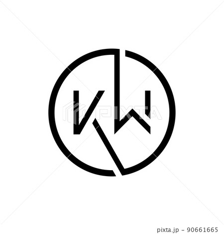 Kw logo monogram with circular shape shield Vector Image