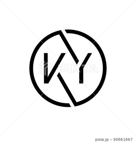 Linked Letter KY Logo Design vector Template. Creative Circle KY Minimal, Flat Logo Design Vector Illustration 90661667