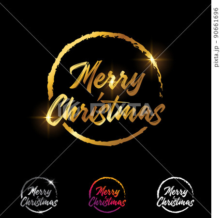 Golden Merry Christmas Text 90661696