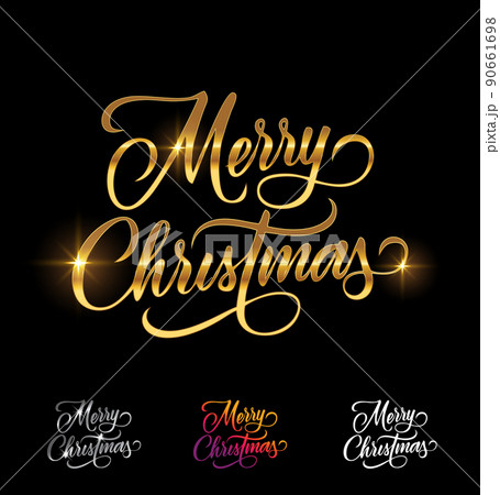 Golden Merry Christmas Text 90661698
