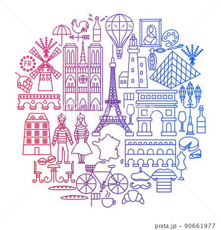 France Line Icon Circle Design 90661977