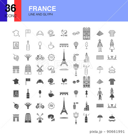 France Line Web Glyph Icons 90661991