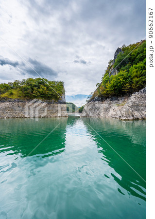 Meanders at rocky river Uvac gorge on sunny day, southwest Serbia. 90662167