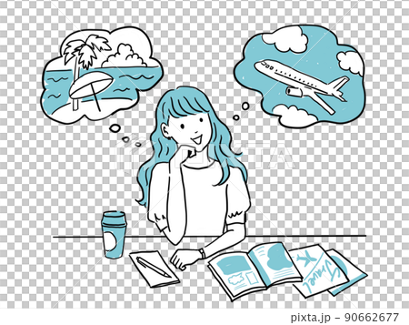 一個興奮地制定旅行計劃的女人 90662677