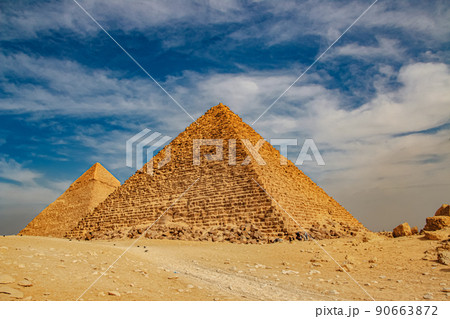 Ancient Pyramid of Mycerinus, Menkaura and the Pyramids of the Queens Menkaurev Giza, Egypt Ancient Pyramid of Mycerinus, Menkaura and the Pyramids of the Queens Menkaurev Giza, Egypt 90663872