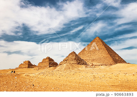 Ancient Pyramid of Mycerinus, Menkaura and the Pyramids of the Queens Menkaurev Giza, Egypt 90663893