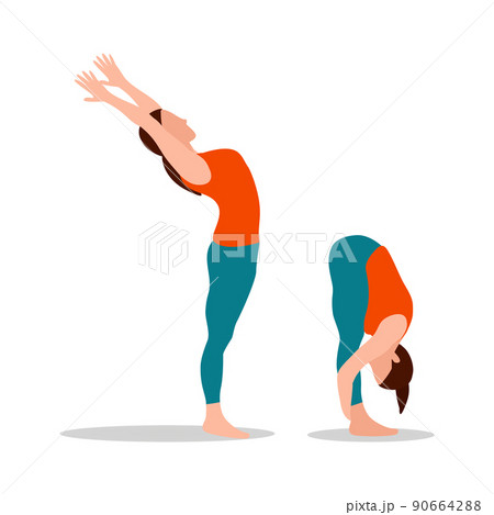 Mountain Arms Up Poses Set Vector Illustration 90664288