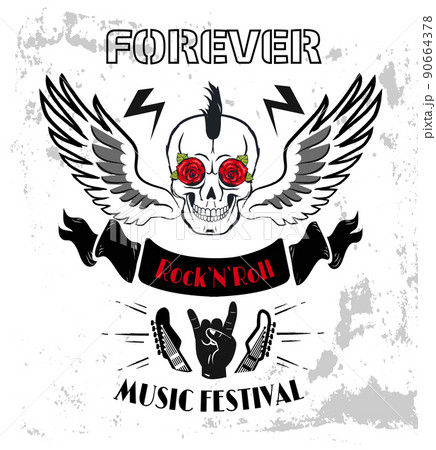 Forever Rock-n-Roll Poster Vector Illustration 90664378