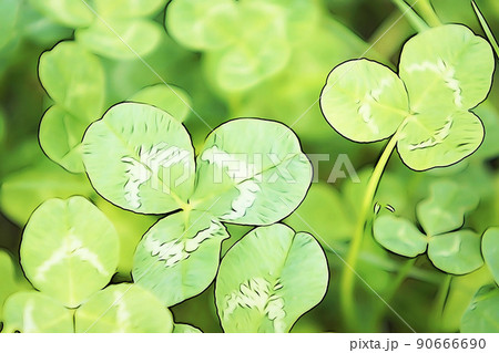 パステル調 ”クローバーの葉” イラストイメージ パステル調 ”クローバーの葉” イラストイメージ 90666690