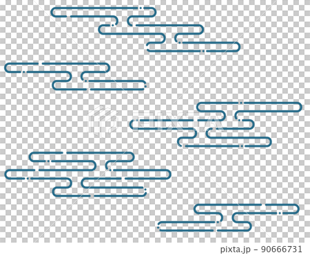 Cloud Japanese style old style weather sky simple blue dashed line 90666731