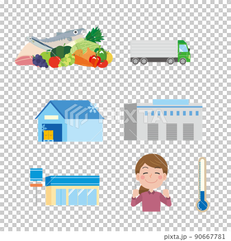 コールドチェーン輸送のイラスト 90667781