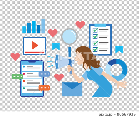 Image illustration of attracting customers and advertising Image illustration of attracting customers and advertising 90667939