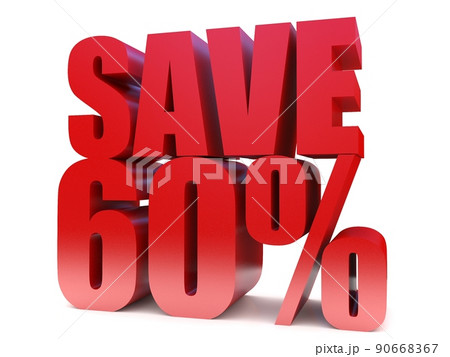 save 60%  3d text symbol. 3d rendering on white background 90668367