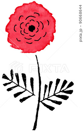 オシャレな赤い花のイラストのイラスト素材