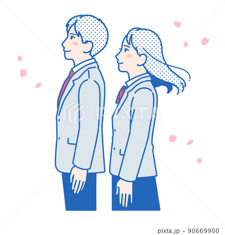 未来を見つめる男女の学生のベクターイラスト素材 未来を見つめる男女の学生のベクターイラスト素材 90669900