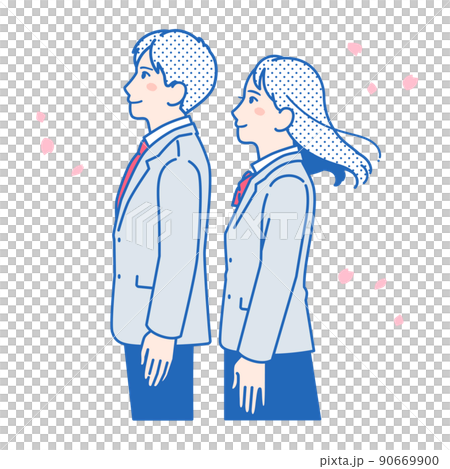 未来を見つめる男女の学生のベクターイラスト素材 未来を見つめる男女の学生のベクターイラスト素材 90669900